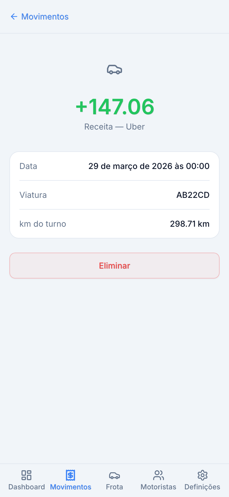Detalhe de movimento